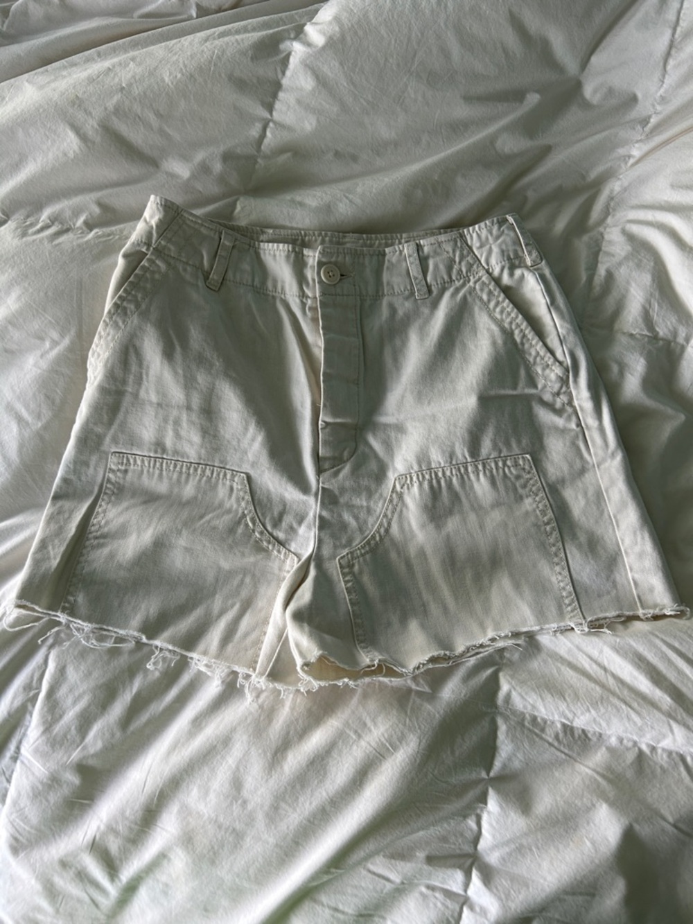 Universal Thread Cream Frayed Hem Bermuda Shorts